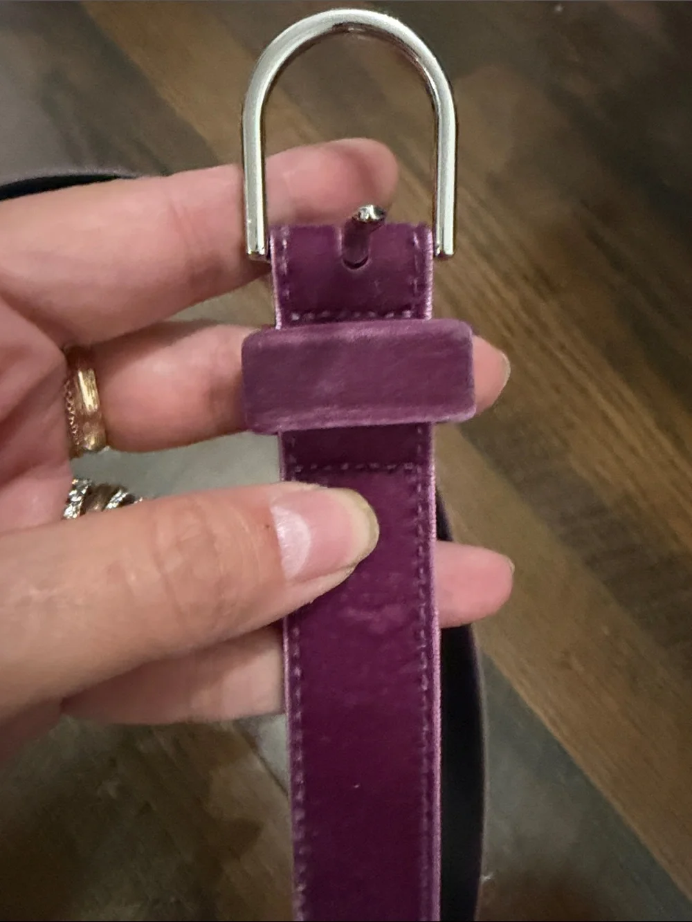 Target Women's Purple Faux Velvet Belt - Classic Slim Style Large